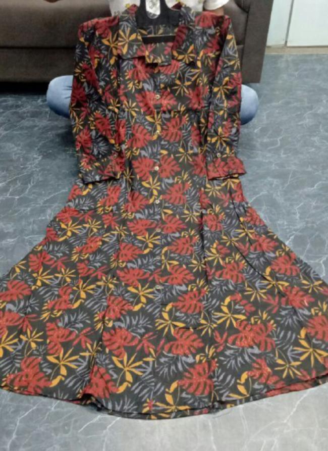 Cotton Multi Colour Casual Wear Printed Readymade Dress